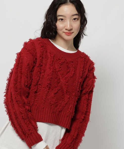 niko and...（ニコアンド）の「ケーブルフリンジニットプルオーバー（ニット/セーター・レディース・アイボリー/レッド/ネイビー・MEDIUM/LARGE）」の20枚目の写真