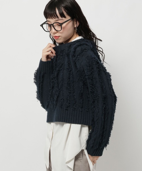 niko and...（ニコアンド）の「ケーブルフリンジニットプルオーバー（ニット/セーター・レディース・アイボリー/レッド/ネイビー・MEDIUM/LARGE）」の17枚目の写真