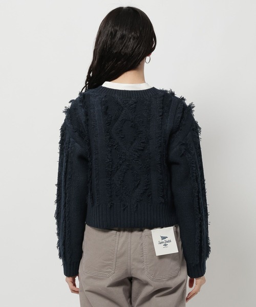 niko and...（ニコアンド）の「ケーブルフリンジニットプルオーバー（ニット/セーター・レディース・アイボリー/レッド/ネイビー・MEDIUM/LARGE）」の4枚目の写真