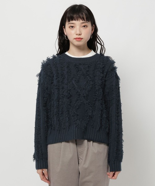 niko and...（ニコアンド）の「ケーブルフリンジニットプルオーバー（ニット/セーター・レディース・アイボリー/レッド/ネイビー・MEDIUM/LARGE）」の5枚目の写真