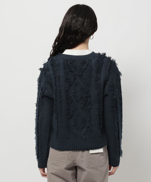 niko and...（ニコアンド）の「ケーブルフリンジニットプルオーバー（ニット/セーター・レディース・アイボリー/レッド/ネイビー・MEDIUM/LARGE）」の6枚目の写真