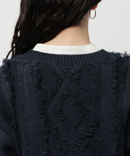 niko and...（ニコアンド）の「ケーブルフリンジニットプルオーバー（ニット/セーター・レディース・アイボリー/レッド/ネイビー・MEDIUM/LARGE）」の8枚目の写真