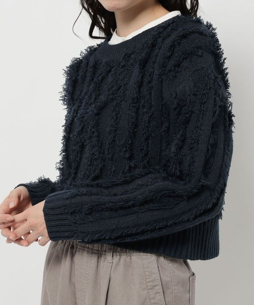 niko and...（ニコアンド）の「ケーブルフリンジニットプルオーバー（ニット/セーター・レディース・アイボリー/レッド/ネイビー・MEDIUM/LARGE）」の9枚目の写真