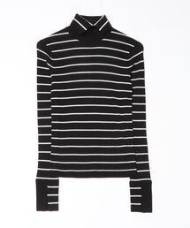 CINOH | BORDER TURTLE NECK TIGHT KNIT(ニット/セーター)