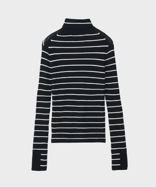 CINOH(チノ)の「BORDER TURTLE NECK TIGHT KNIT(ニット/セーター・レディース・ブラック・36/38)」の3枚目の写真