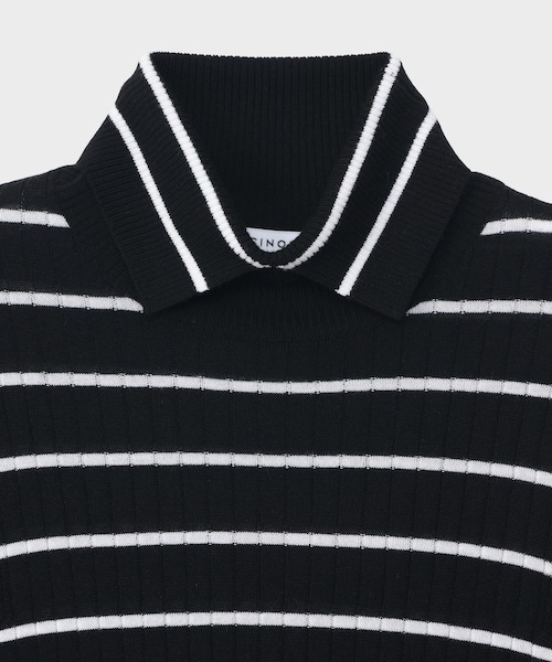 CINOH(チノ)の「BORDER TURTLE NECK TIGHT KNIT(ニット/セーター・レディース・ブラック・36/38)」の4枚目の写真