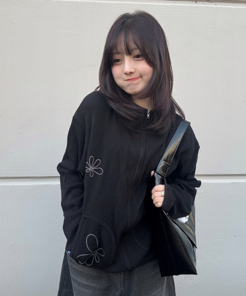 GLACK(グラック)の「GZHD001 ヘイズワッフルジップアップフード(ブラック)(パーカー・レディース・その他・MEDIUM/LARGE)」の16枚目の写真