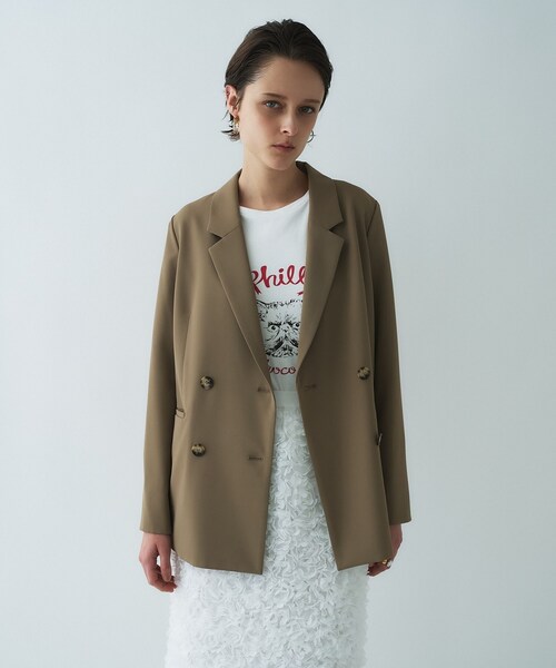 cloenc（クロエンス）の「【防花粉／セットアップ／オケージョン】ダブルテーラードジャケット（テーラードジャケット・レディース・ネイビー/キャメル/グレー・01/02/03）」の3枚目の写真