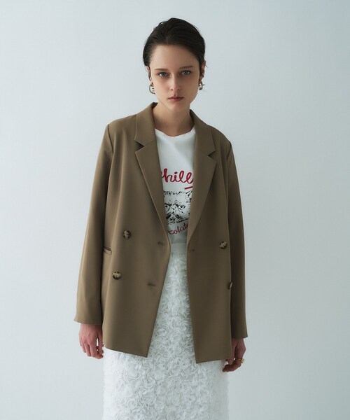 cloenc（クロエンス）の「【防花粉／セットアップ／オケージョン】ダブルテーラードジャケット（テーラードジャケット・レディース・ネイビー/キャメル/グレー・01/02/03）」の6枚目の写真