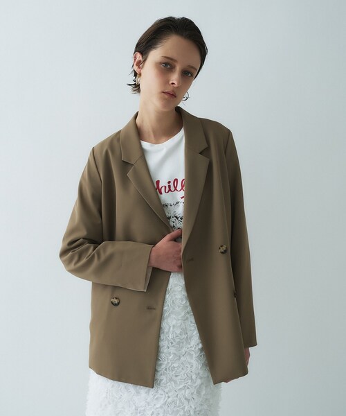 cloenc（クロエンス）の「【防花粉／セットアップ／オケージョン】ダブルテーラードジャケット（テーラードジャケット・レディース・ネイビー/キャメル/グレー・01/02/03）」の7枚目の写真