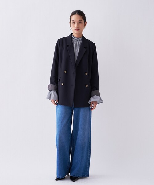 cloenc（クロエンス）の「【防花粉／セットアップ／オケージョン】ダブルテーラードジャケット（テーラードジャケット・レディース・ネイビー/キャメル/グレー・01/02/03）」の10枚目の写真