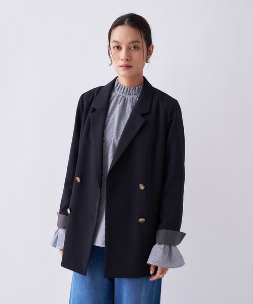 cloenc（クロエンス）の「【防花粉／セットアップ／オケージョン】ダブルテーラードジャケット（テーラードジャケット・レディース・ネイビー/キャメル/グレー・01/02/03）」の11枚目の写真