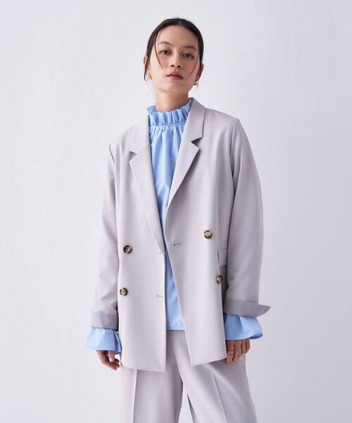 cloenc（クロエンス）の「【防花粉／セットアップ／オケージョン】ダブルテーラードジャケット（テーラードジャケット・レディース・ネイビー/キャメル/グレー・01/02/03）」の16枚目の写真