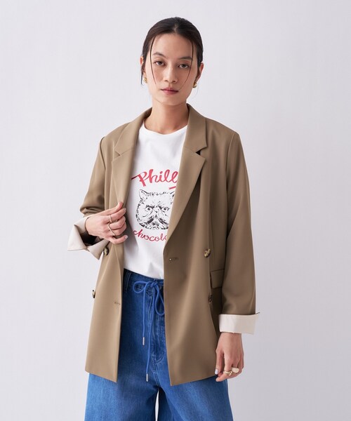 cloenc（クロエンス）の「【防花粉／セットアップ／オケージョン】ダブルテーラードジャケット（テーラードジャケット・レディース・ネイビー/キャメル/グレー・01/02/03）」の19枚目の写真