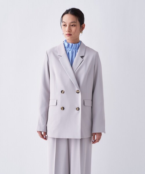 cloenc（クロエンス）の「【防花粉／セットアップ／オケージョン】ダブルテーラードジャケット（テーラードジャケット・レディース・ネイビー/キャメル/グレー・01/02/03）」の21枚目の写真