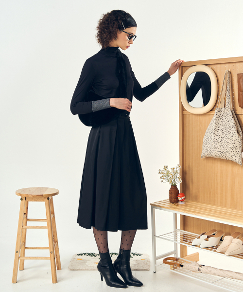 DE PERI MERA(ペリー メラ)の「シャティン Aラインベルトセットスカート (ブラック)(スカート・レディース・その他・SMALL/MEDIUM)」の2枚目の写真