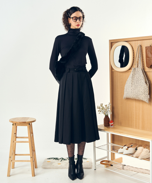 DE PERI MERA(ペリー メラ)の「シャティン Aラインベルトセットスカート (ブラック)(スカート・レディース・その他・SMALL/MEDIUM)」の3枚目の写真