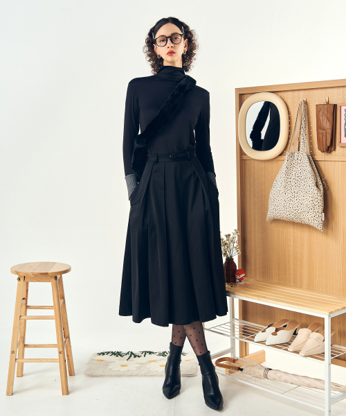 DE PERI MERA(ペリー メラ)の「シャティン Aラインベルトセットスカート (ブラック)(スカート・レディース・その他・SMALL/MEDIUM)」の7枚目の写真