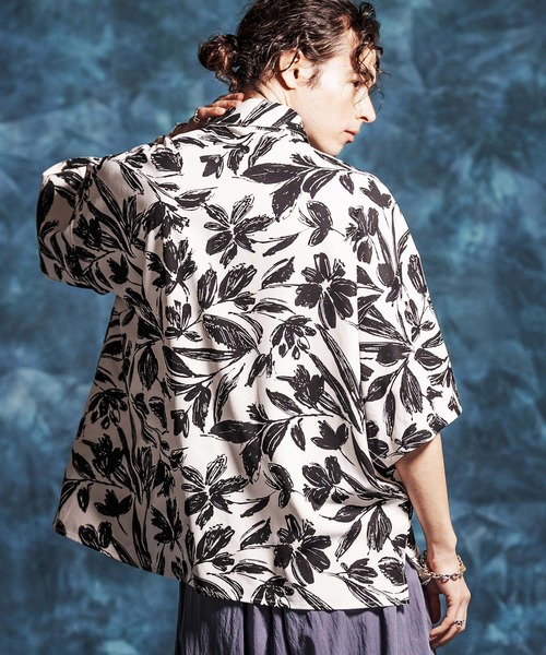 Jih Nunc（ジーヌンク）の「mhs2494-ワントーンフラワープリントシャツ(JIH-R1164)（シャツ/ブラウス・メンズ・ホワイト/カーキ/グレー・L/M/S）」の10枚目の写真