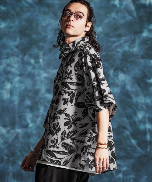 Jih Nunc（ジーヌンク）の「mhs2494-ワントーンフラワープリントシャツ(JIH-R1164)（シャツ/ブラウス・メンズ・ホワイト/カーキ/グレー・L/M/S）」の16枚目の写真