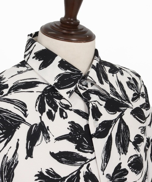Jih Nunc（ジーヌンク）の「mhs2494-ワントーンフラワープリントシャツ(JIH-R1164)（シャツ/ブラウス・メンズ・ホワイト/カーキ/グレー・L/M/S）」の4枚目の写真