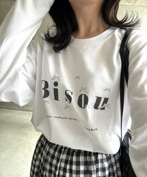 リボンデザインプリントロンT／長袖Tシャツ