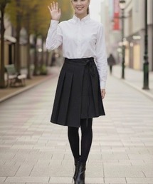プリーツスカート 膝丈」に該当するブラック/黒色系のレディース