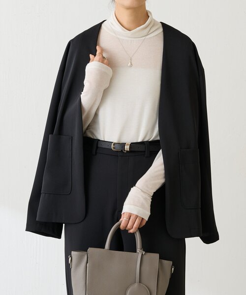 LIVETART(リヴェタート)の「《LIVETART》カシミヤシルクラメハイネック(Tシャツ/カットソー・レディース・ブラック/ホワイト・FREE)」の6枚目の写真