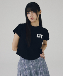 ITZ MINI LOGO CROP T SHIRT - BLACK