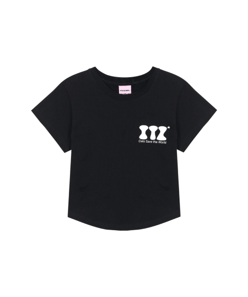 ITZAVIBE(イッザバイブ)の「ITZ MINI LOGO CROP T SHIRT - BLACK(Tシャツ/カットソー・レディース・その他・ONE SIZE)」の2枚目の写真