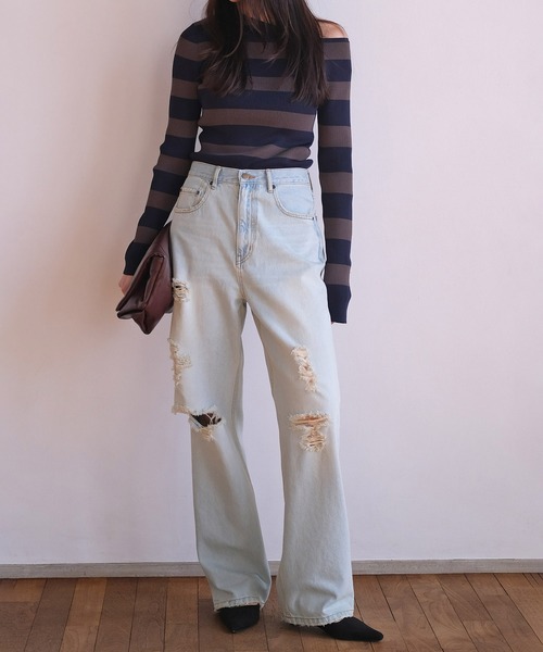 AKTE（アクテ）の「リップドデニムパンツ（デニムパンツ・レディース・ライトブルー・2T/2/1）」の12枚目の写真