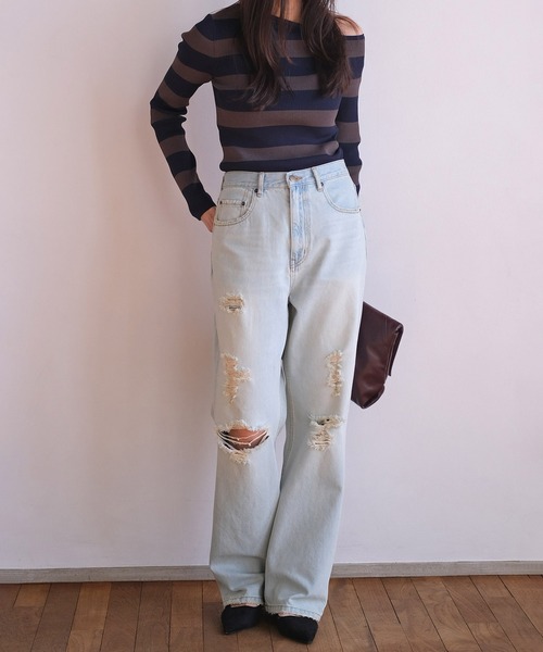 AKTE（アクテ）の「リップドデニムパンツ（デニムパンツ・レディース・ライトブルー・2T/2/1）」の15枚目の写真