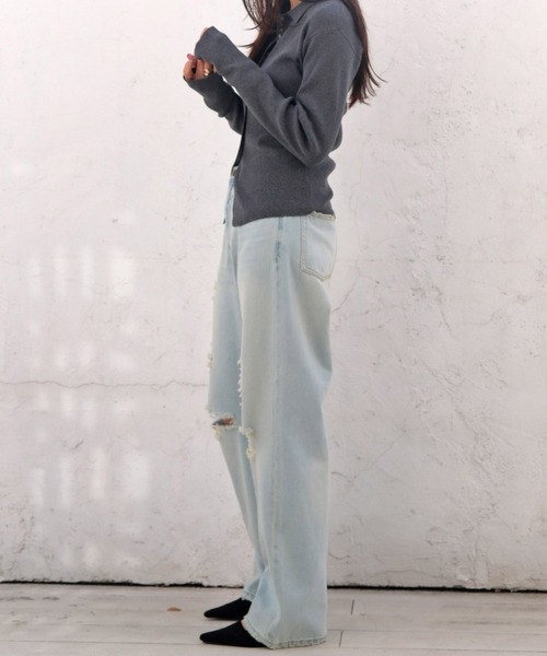 AKTE（アクテ）の「リップドデニムパンツ（デニムパンツ・レディース・ライトブルー・2T/2/1）」の16枚目の写真