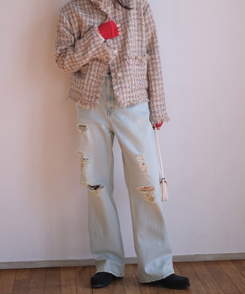 AKTE（アクテ）の「リップドデニムパンツ（デニムパンツ・レディース・ライトブルー・2T/2/1）」の18枚目の写真