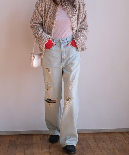 AKTE（アクテ）の「リップドデニムパンツ（デニムパンツ・レディース・ライトブルー・2T/2/1）」の19枚目の写真