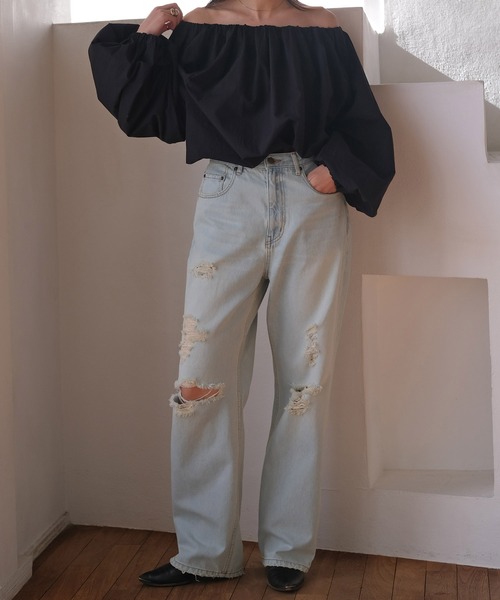 AKTE（アクテ）の「リップドデニムパンツ（デニムパンツ・レディース・ライトブルー・2T/2/1）」の21枚目の写真