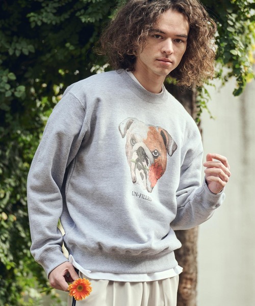 UN-FILLED(アンフィルド)の「msw1837- REAL GERBERA DOG CN SWEAT スウェット(ブルドッグ)(SDUF-2602BD)(スウェット・メンズ・グレー/ホワイト・XL/L/M)」の3枚目の写真