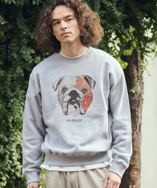 UN-FILLED(アンフィルド)の「msw1837- REAL GERBERA DOG CN SWEAT スウェット(ブルドッグ)(SDUF-2602BD)(スウェット・メンズ・グレー/ホワイト・XL/L/M)」の5枚目の写真