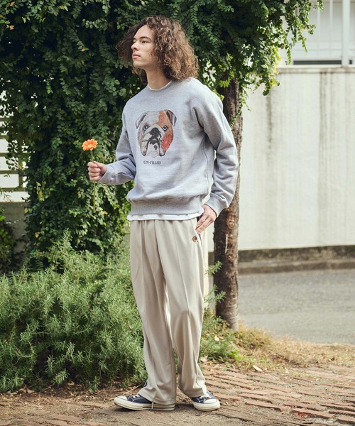 UN-FILLED(アンフィルド)の「msw1837- REAL GERBERA DOG CN SWEAT スウェット(ブルドッグ)(SDUF-2602BD)(スウェット・メンズ・グレー/ホワイト・XL/L/M)」の8枚目の写真