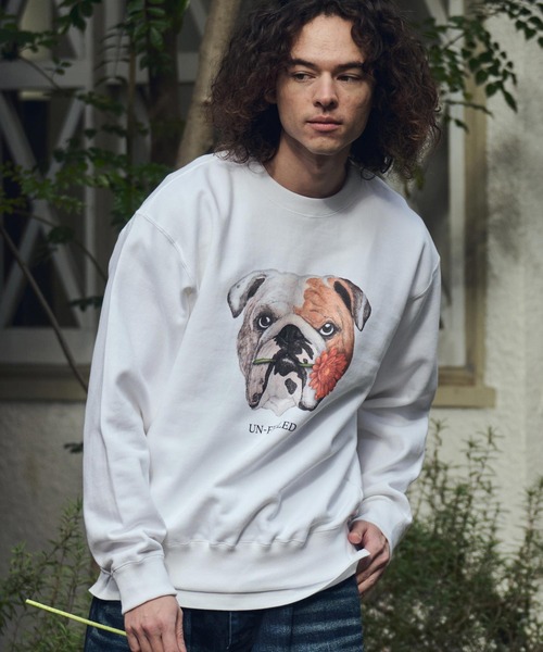 UN-FILLED(アンフィルド)の「msw1837- REAL GERBERA DOG CN SWEAT スウェット(ブルドッグ)(SDUF-2602BD)(スウェット・メンズ・グレー/ホワイト・XL/L/M)」の10枚目の写真