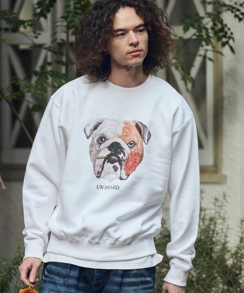 UN-FILLED(アンフィルド)の「msw1837- REAL GERBERA DOG CN SWEAT スウェット(ブルドッグ)(SDUF-2602BD)(スウェット・メンズ・グレー/ホワイト・XL/L/M)」の11枚目の写真
