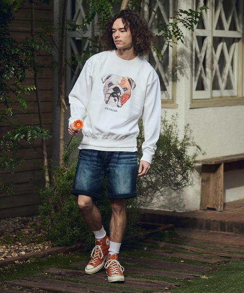 UN-FILLED(アンフィルド)の「msw1837- REAL GERBERA DOG CN SWEAT スウェット(ブルドッグ)(SDUF-2602BD)(スウェット・メンズ・グレー/ホワイト・XL/L/M)」の12枚目の写真