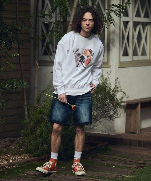 UN-FILLED(アンフィルド)の「msw1837- REAL GERBERA DOG CN SWEAT スウェット(ブルドッグ)(SDUF-2602BD)(スウェット・メンズ・グレー/ホワイト・XL/L/M)」の13枚目の写真