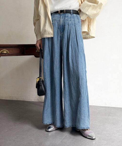 Chez toi（シェトワ）の「パウダー加工ワイドデニム（その他パンツ・レディース・グレー/サックスブルー/インディゴブルー・FREE）」の3枚目の写真