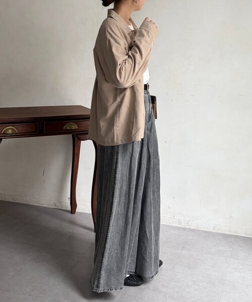 Chez toi（シェトワ）の「パウダー加工ワイドデニム（その他パンツ・レディース・グレー/サックスブルー/インディゴブルー・FREE）」の4枚目の写真