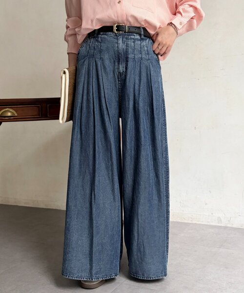 Chez toi（シェトワ）の「パウダー加工ワイドデニム（その他パンツ・レディース・グレー/サックスブルー/インディゴブルー・FREE）」の6枚目の写真