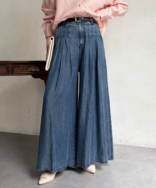 Chez toi（シェトワ）の「パウダー加工ワイドデニム（その他パンツ・レディース・グレー/サックスブルー/インディゴブルー・FREE）」の8枚目の写真
