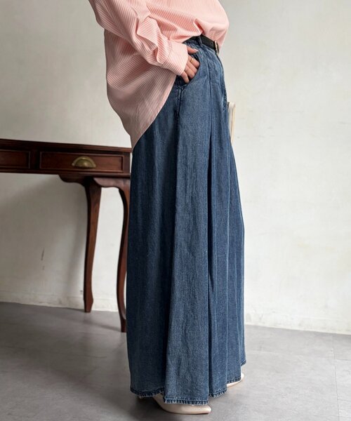 Chez toi（シェトワ）の「パウダー加工ワイドデニム（その他パンツ・レディース・グレー/サックスブルー/インディゴブルー・FREE）」の10枚目の写真