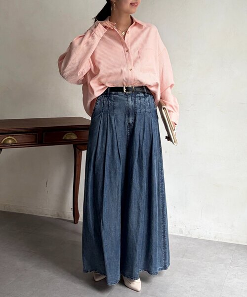 Chez toi（シェトワ）の「パウダー加工ワイドデニム（その他パンツ・レディース・グレー/サックスブルー/インディゴブルー・FREE）」の12枚目の写真