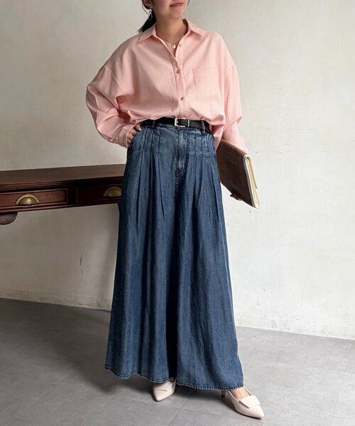 Chez toi（シェトワ）の「パウダー加工ワイドデニム（その他パンツ・レディース・グレー/サックスブルー/インディゴブルー・FREE）」の13枚目の写真